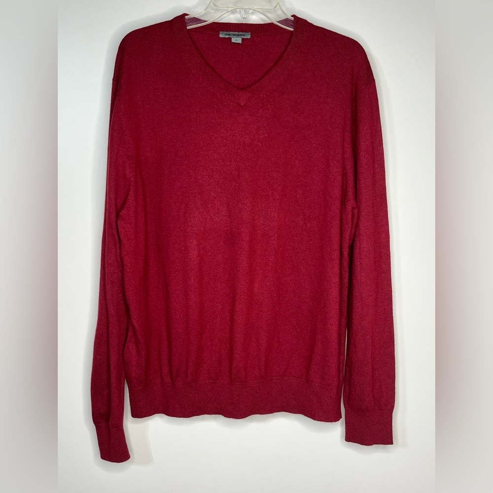 Johnston & Murphy Maroon Color‎ Silk Blend V-Neck Long Sleeve Sweater Men's XL